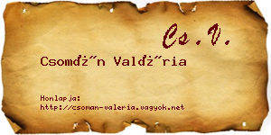 Csomán Valéria névjegykártya